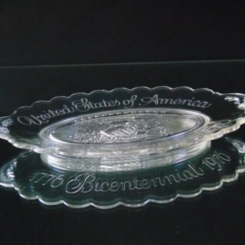 USA Bicentennial Plate 1776-1976 Clear Glass Vintage Commemorative Patriotic